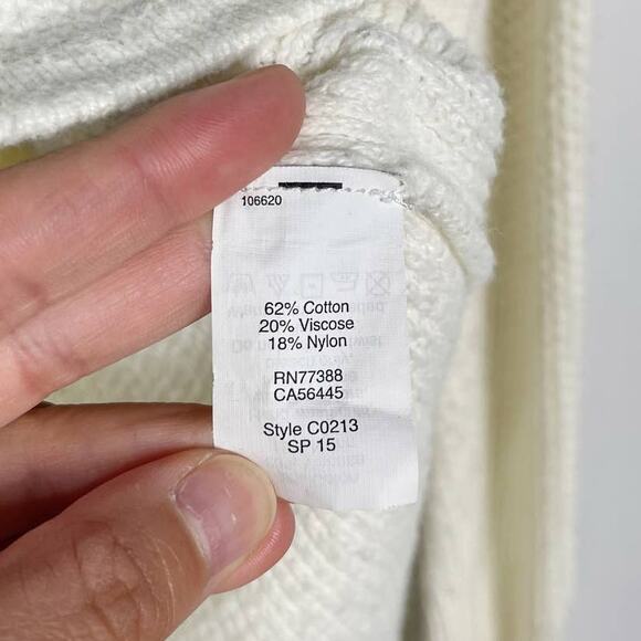 Madewell XSmall XS Cream Backroad Button Back Sweater Cotton Blend Knit Oatmeal - Picture 9 of 13